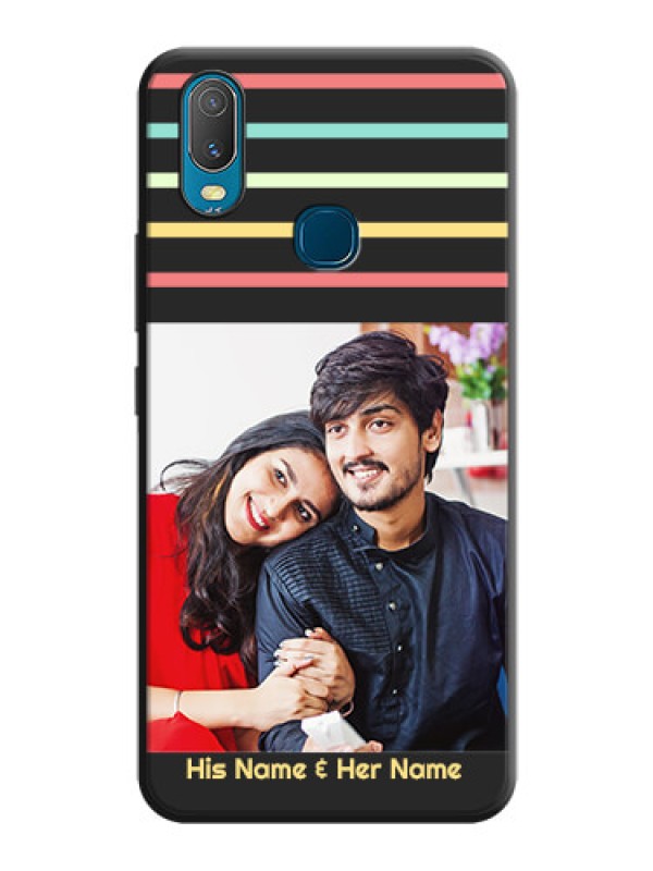Custom Color Stripes with Photo and Text - Photo on Space Black Soft Matte Mobile Case - Vivo Y11