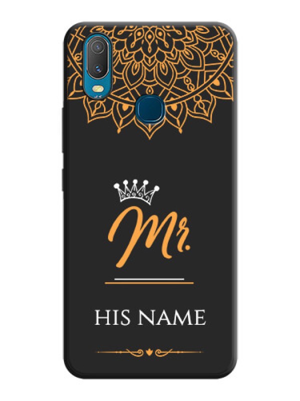 Custom Mr Name with Floral Design  on Personalised Space Black Soft Matte Cases - Vivo Y11