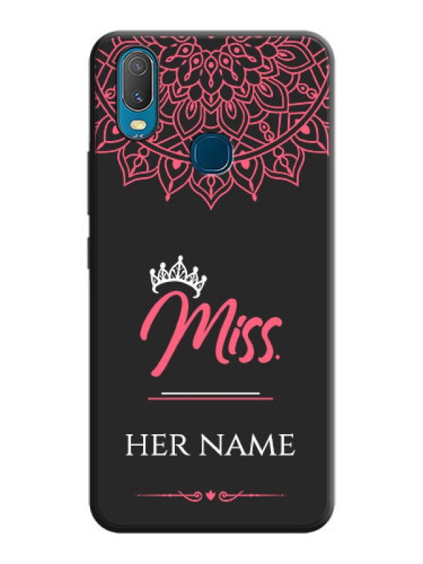 Custom Mrs Name with Floral Design on Space Black Personalized Soft Matte Phone Covers - Vivo Y11