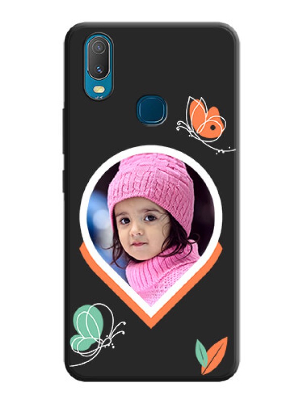 Custom Upload Pic With Simple Butterly Design On Space Black Personalized Soft Matte Phone Covers -Vivo Y11