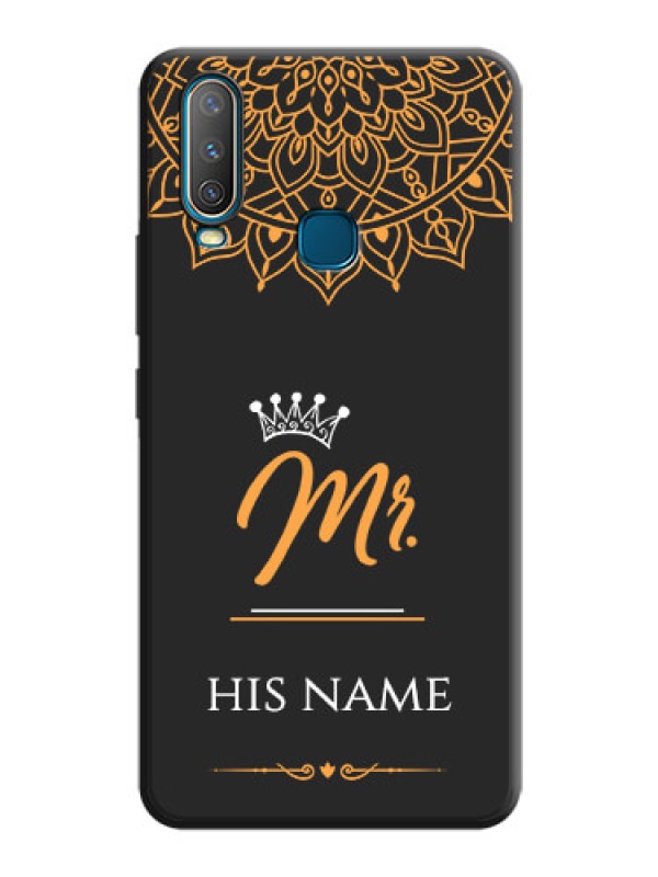 Custom Mr Name with Floral Design  on Personalised Space Black Soft Matte Cases - Vivo Y12