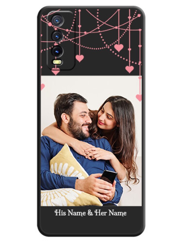 Custom Pink Love Hangings with Text on Space Black Custom Soft Matte Back Cover - Vivo Y12G