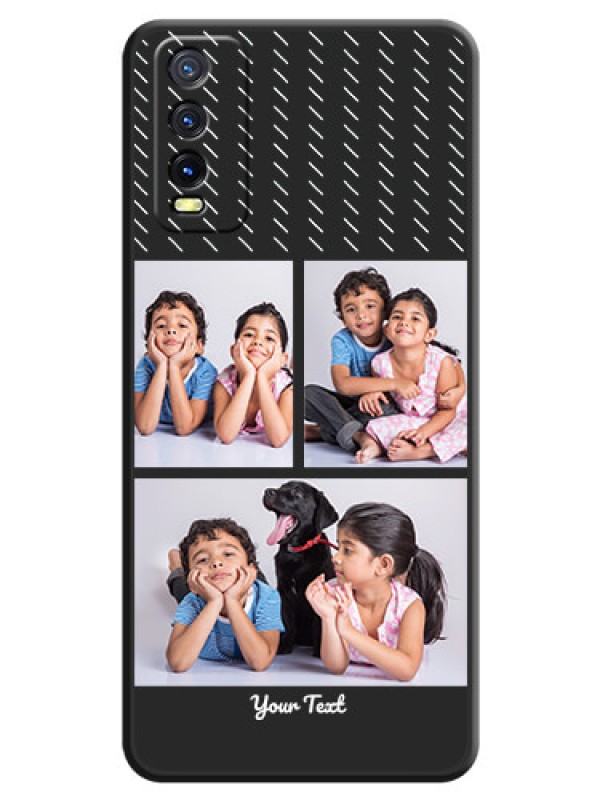 Custom Cross Dotted Pattern with 2 Image Holder  on Personalised Space Black Soft Matte Cases - Vivo Y12G