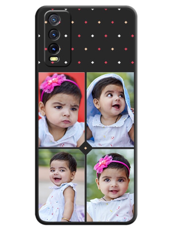 Custom Multicolor Dotted Pattern with 4 Image Holder on Space Black Custom Soft Matte Phone Cases - Vivo Y12G