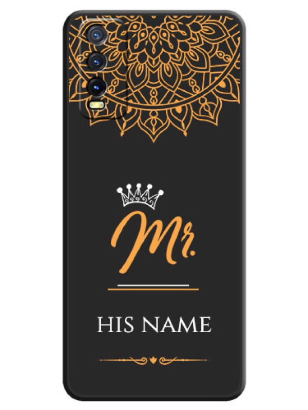 Custom Mr Name with Floral Design  on Personalised Space Black Soft Matte Cases - Vivo Y12G