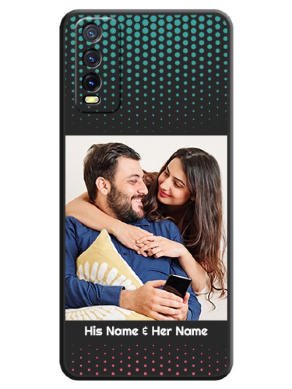 Custom Faded Dots with Grunge Photo Frame and Text on Space Black Custom Soft Matte Phone Cases - Vivo Y12G