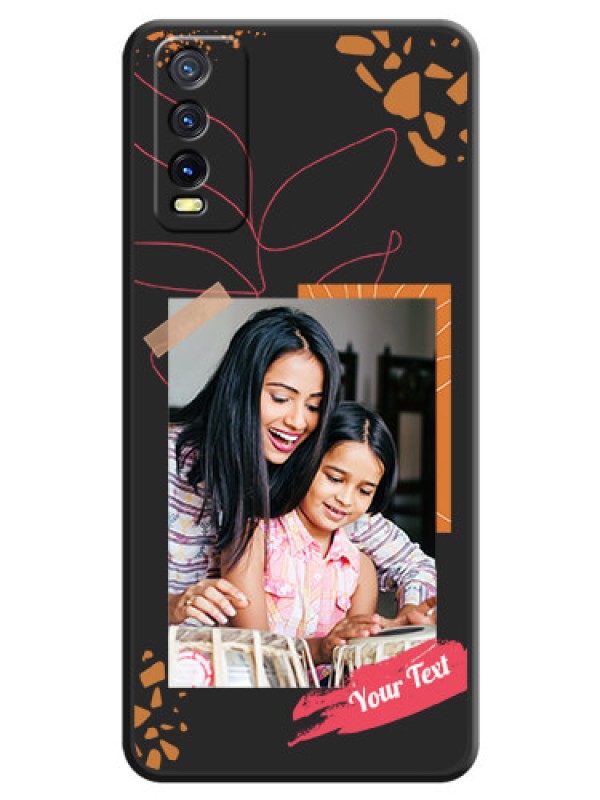 Custom Orange Photo Frame on Space Black Custom Soft Matte Phone Back Cover - Vivo Y12G