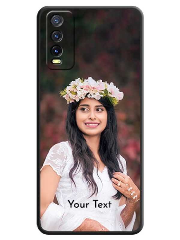 Custom Full Single Pic Upload With Text On Space Black Personalized Soft Matte Phone Covers -Vivo Y12G