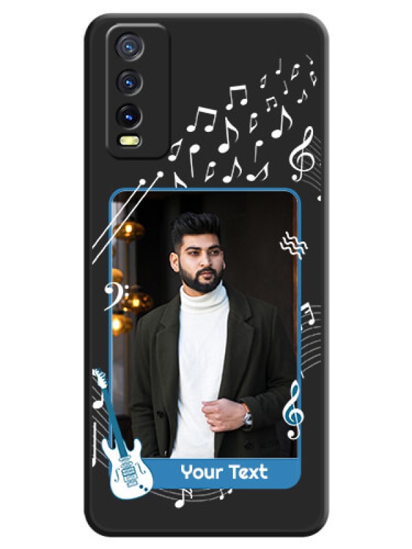 Custom Musical Theme Design with Text on Photo on Space Black Soft Matte Mobile Case - Vivo Y12s