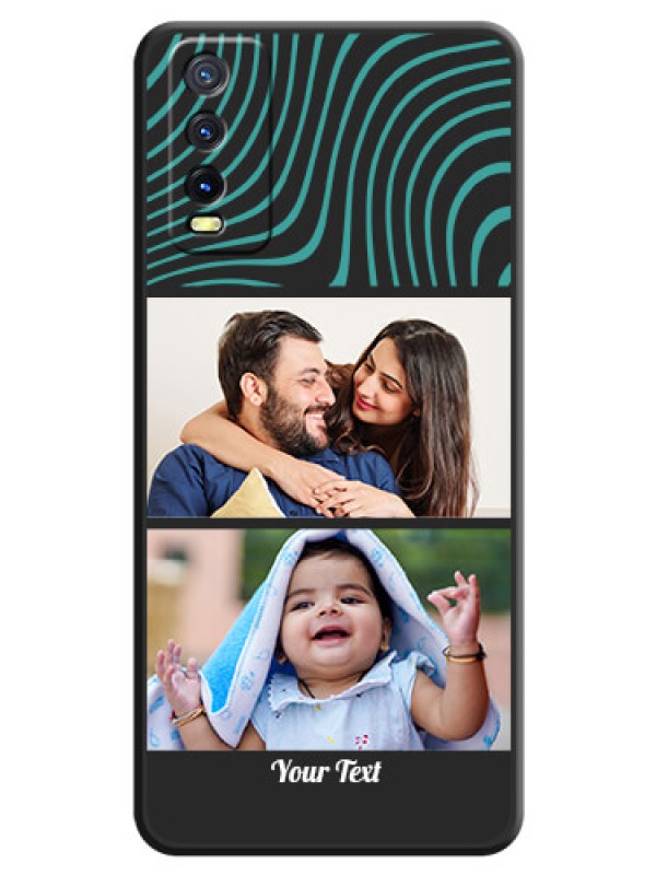 Custom Wave Pattern with 2 Image Holder on Space Black Personalized Soft Matte Phone Covers - Vivo Y12s