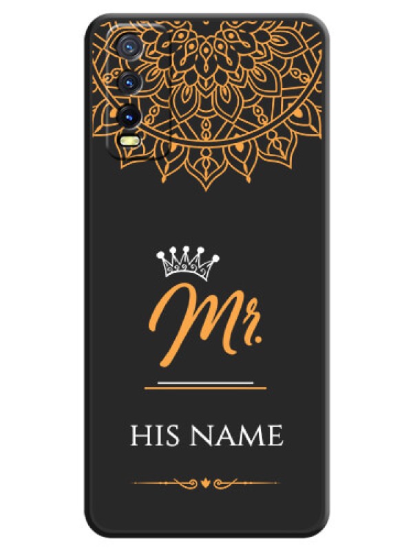 Custom Mr Name with Floral Design  on Personalised Space Black Soft Matte Cases - Vivo Y12s