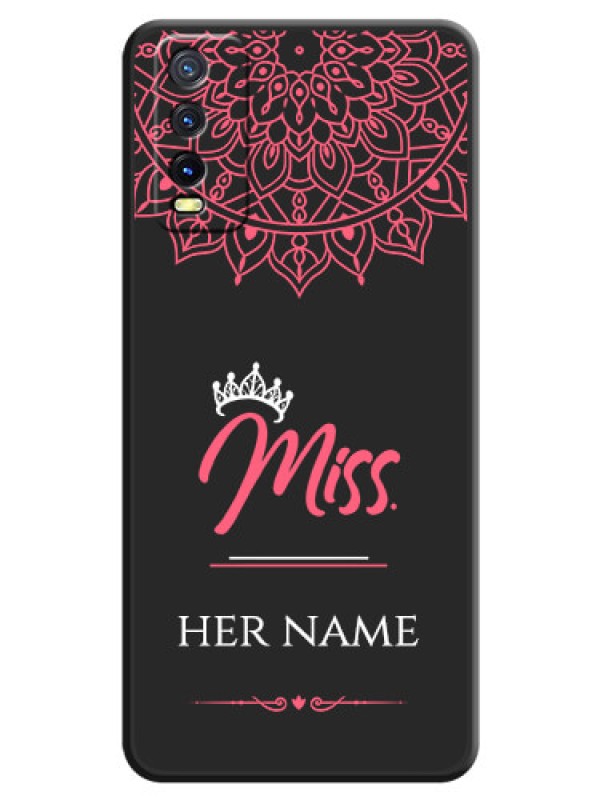 Custom Mrs Name with Floral Design on Space Black Personalized Soft Matte Phone Covers - Vivo Y12s