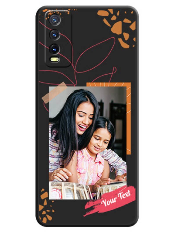 Custom Orange Photo Frame on Space Black Custom Soft Matte Phone Back Cover - Vivo Y12s