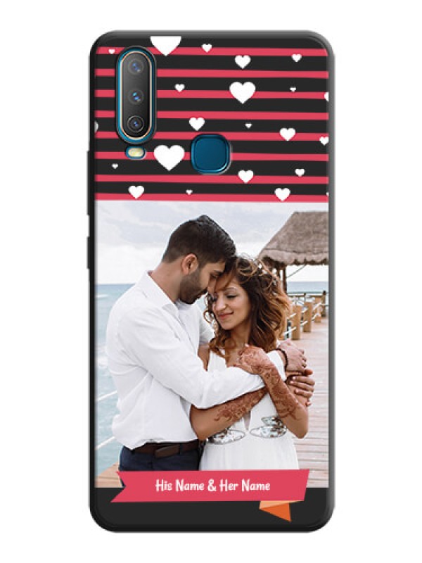 Custom White Color Love Symbols with Pink Lines Pattern on Space Black Custom Soft Matte Phone Cases - Vivo Y15