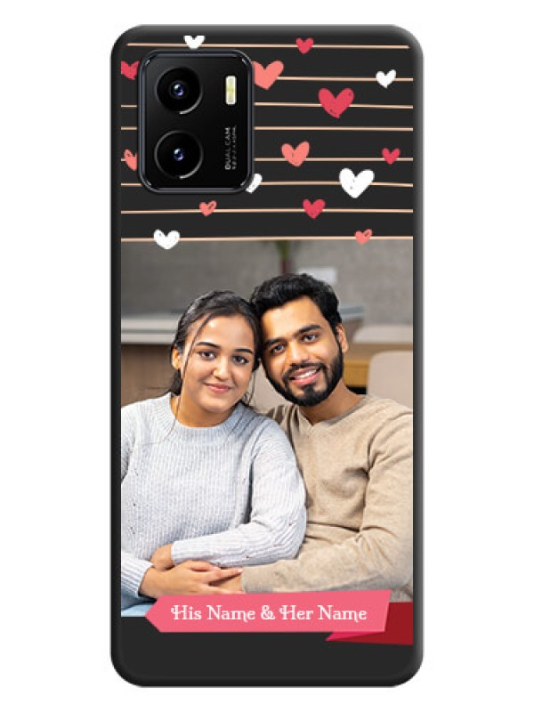 Custom Love Pattern with Name on Pink Ribbon  on Photo on Space Black Soft Matte Back Cover - Vivo Y15c