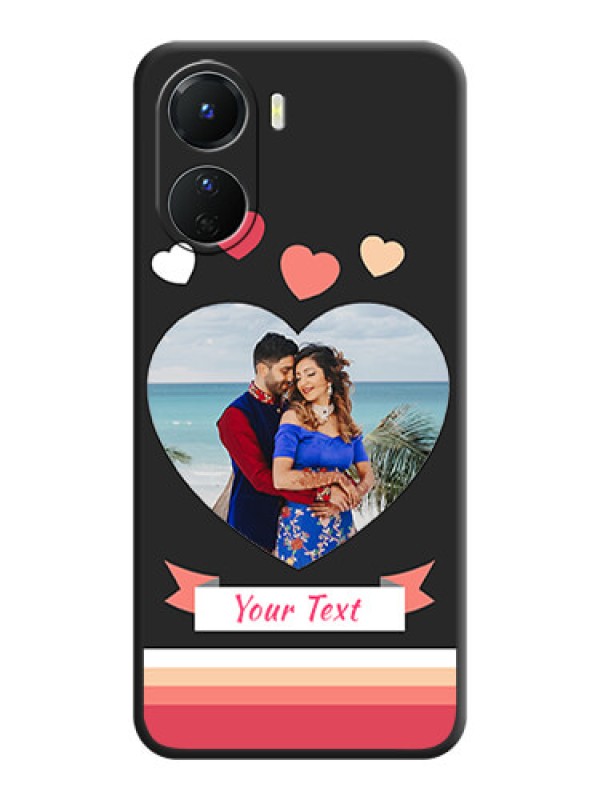 Custom Love Shaped Photo with Colorful Stripes on Personalised Space Black Soft Matte Cases - Vivo Y16