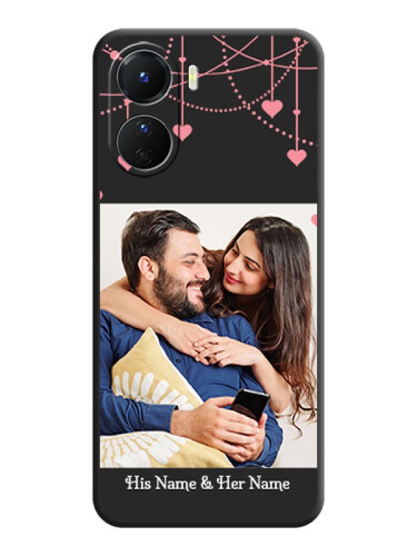 Custom Pink Love Hangings with Text on Space Black Custom Soft Matte Back Cover - Vivo Y16