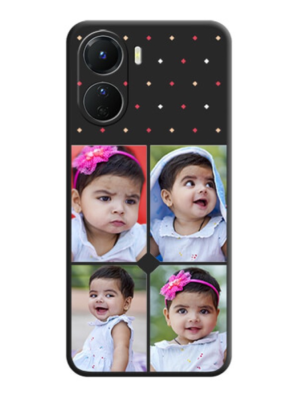 Custom Multicolor Dotted Pattern with 4 Image Holder on Space Black Custom Soft Matte Phone Cases - Vivo Y16