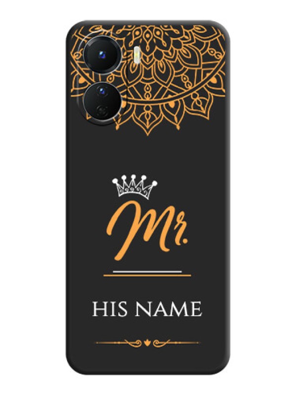Custom Mr Name with Floral Design  on Personalised Space Black Soft Matte Cases - Vivo Y16