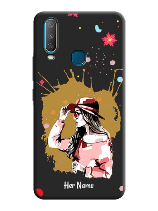 Custom Mordern Lady With Color Splash Background With Custom Text On Space Black Personalized Soft Matte Phone Covers -Vivo Y17