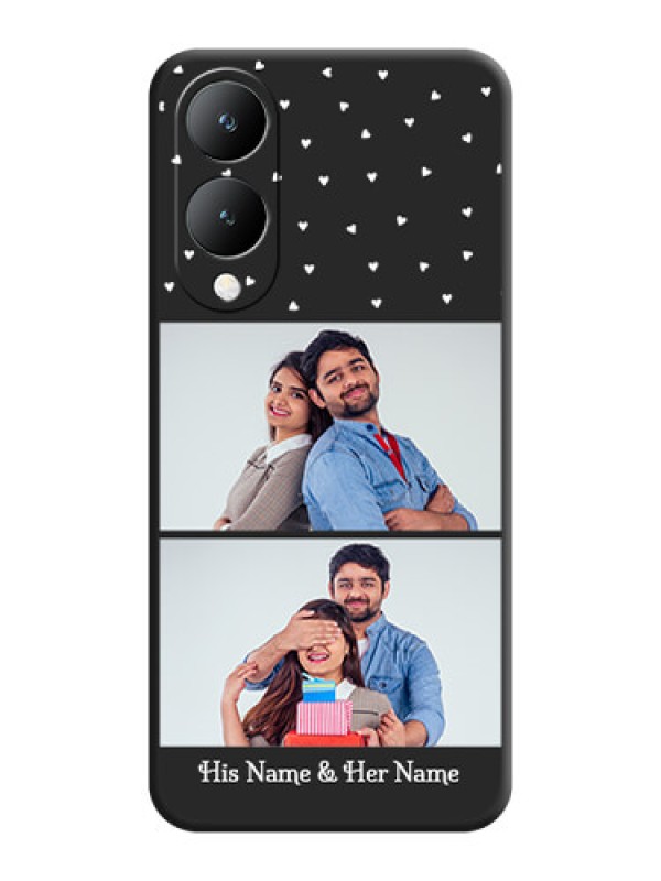 Custom Miniature Love Symbols with Name On Space Black Custom Soft Matte Mobile Back Cover - Vivo Y17S