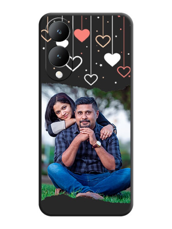 Custom Love Hangings with Splash Wave Picture On Space Black Custom Soft Matte Mobile Back Cover - Vivo Y17S