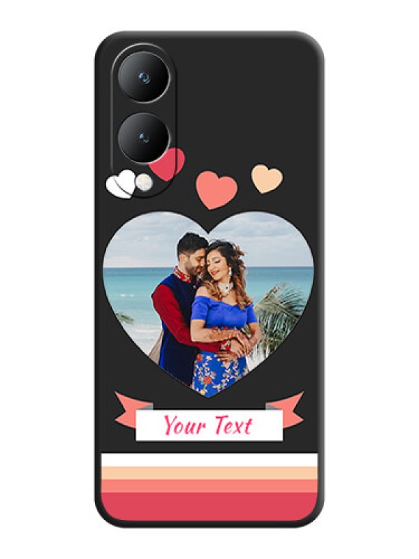 Custom Love Shaped Photo with Colorful Stripes On Space Black Custom Soft Matte Mobile Back Cover - Vivo Y17S