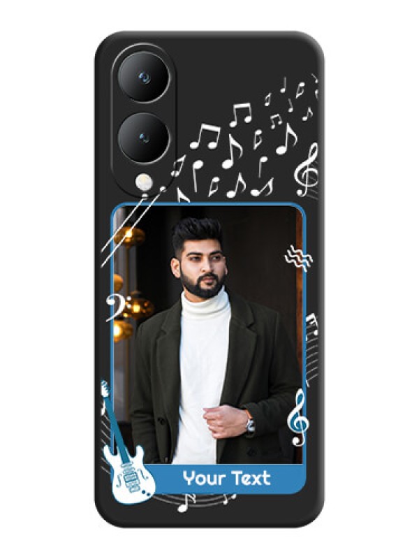Custom Musical Theme Design with Text on Photo On Space Black Custom Soft Matte Mobile Back Cover - Vivo Y17S