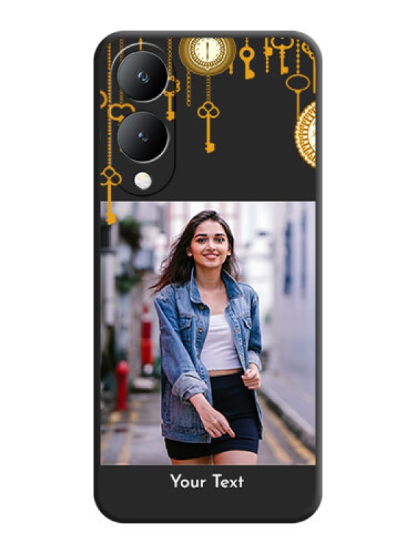 Custom Decorative Design with Text On Space Black Custom Soft Matte Mobile Back Cover - Vivo Y17S