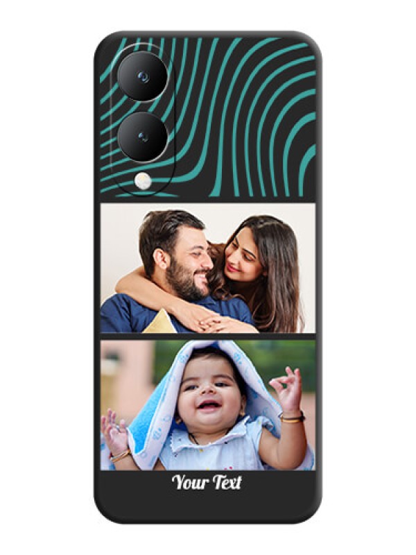 Custom Wave Pattern with 2 Image Holder On Space Black Custom Soft Matte Mobile Back Cover - Vivo Y17S