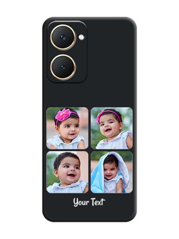 Custom Floral Art with 6 Image Holder on Photo On Space Black Custom Soft Matte Mobile Back Cover - Vivo Y18e