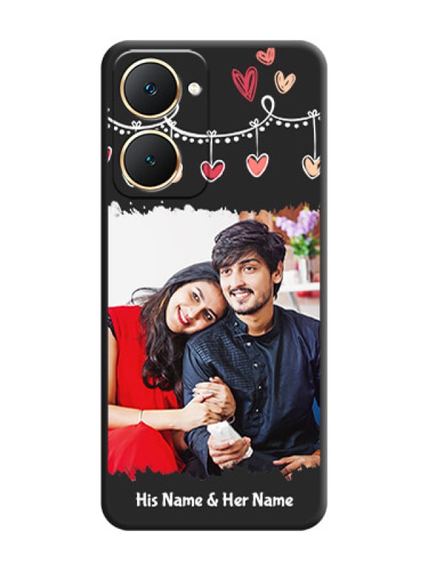 Custom Pink Love Hangings with Name On Space Black Custom Soft Matte Mobile Back Cover - Vivo Y18i