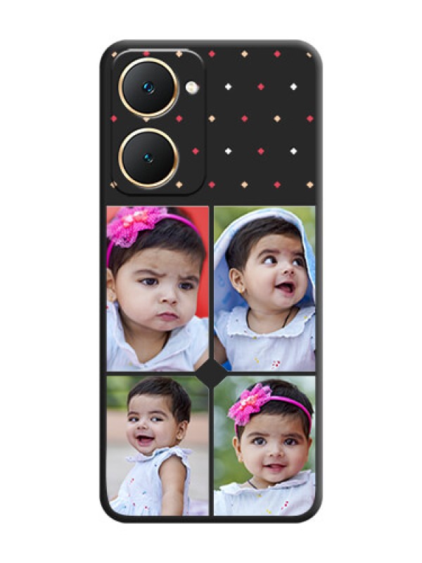 Custom Multicolor Dotted Pattern with 4 Image Holder On Space Black Custom Soft Matte Mobile Back Cover - Vivo Y18i