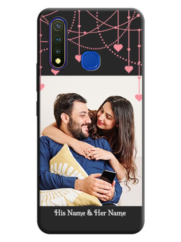 Custom Pink Love Hangings with Text on Space Black Custom Soft Matte Back Cover - Vivo Y19