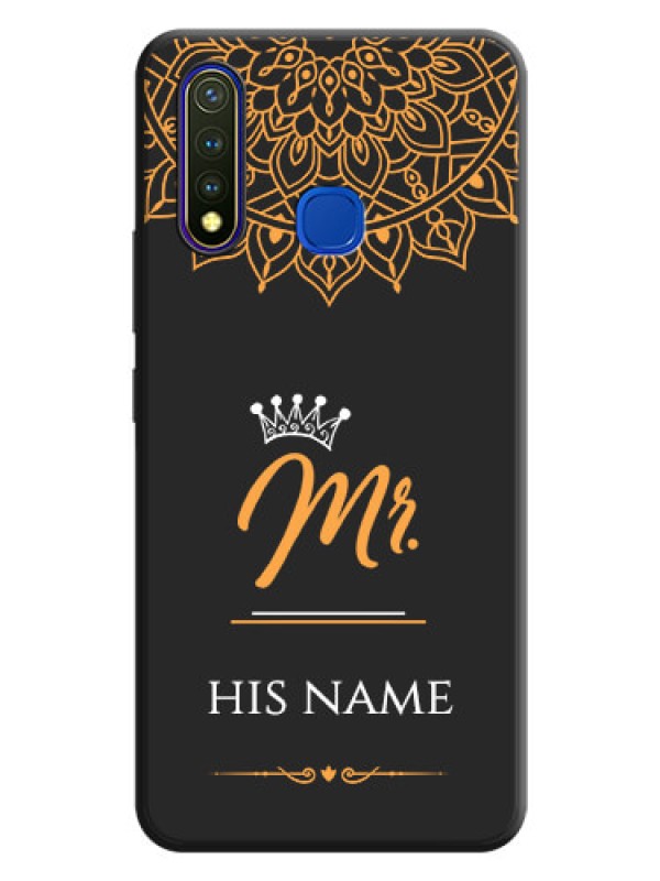 Custom Mr Name with Floral Design  on Personalised Space Black Soft Matte Cases - Vivo Y19
