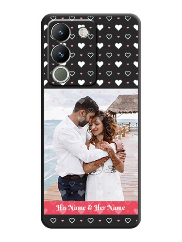 Custom White Color Love Symbols with Text Design on Photo On Space Black Custom Soft Matte Mobile Back Cover - Vivo Y200 5G