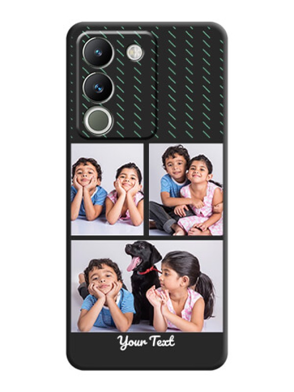 Custom Cross Dotted Pattern with 2 Image Holder On Space Black Custom Soft Matte Mobile Back Cover - Vivo Y200 5G