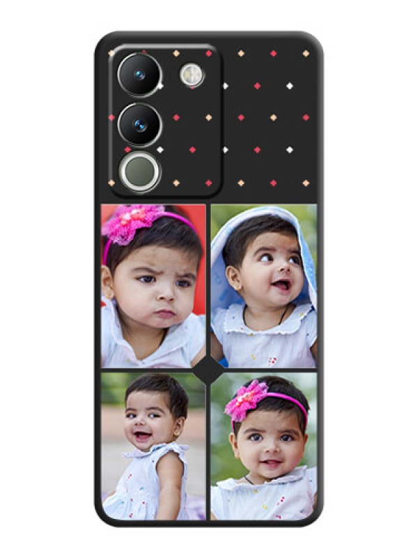 Custom Multicolor Dotted Pattern with 4 Image Holder On Space Black Custom Soft Matte Mobile Back Cover - Vivo Y200 5G