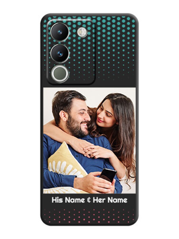 Custom Faded Dots with Grunge Photo Frame and Text On Space Black Custom Soft Matte Mobile Back Cover - Vivo Y200 5G