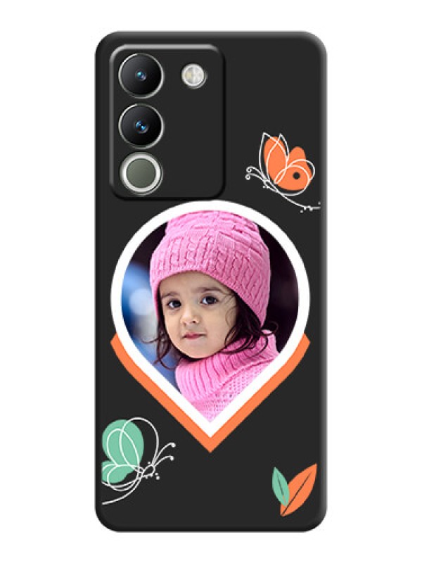 Custom Upload Pic With Simple Butterly Design On Space Black Custom Soft Matte Mobile Back Cover - Vivo Y200 5G