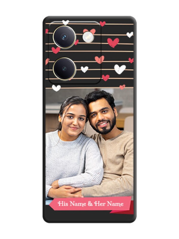 Custom Love Pattern with Name on Pink Ribbon  on Photo On Space Black Custom Soft Matte Mobile Back Cover - Vivo Y200 Pro 5G