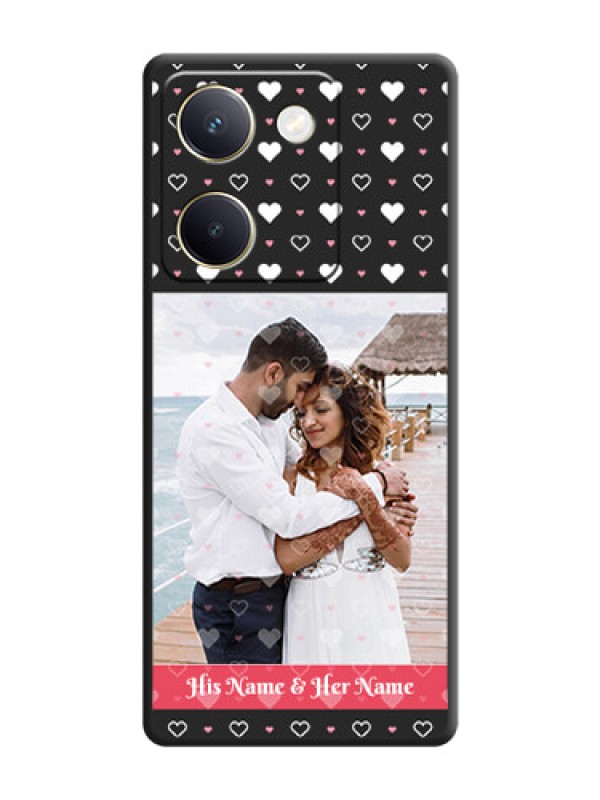 Custom White Color Love Symbols with Text Design on Photo On Space Black Custom Soft Matte Mobile Back Cover - Vivo Y200 Pro 5G