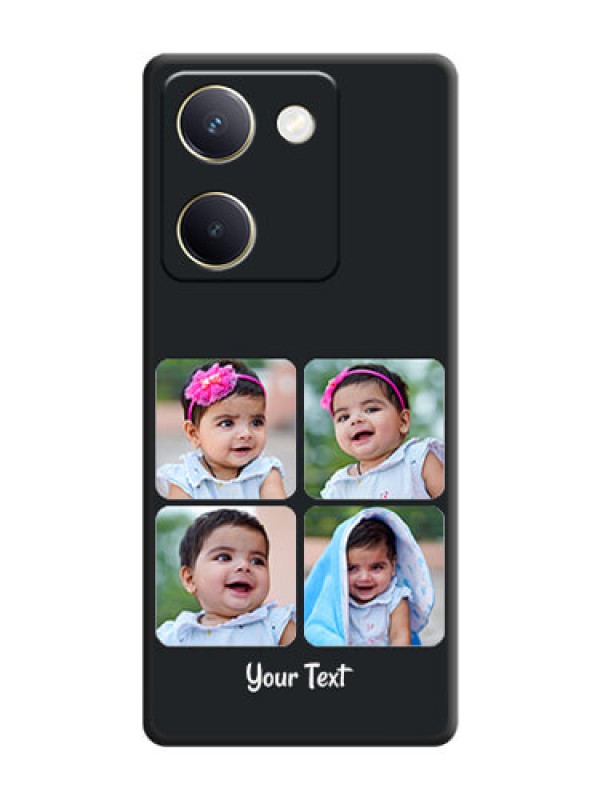 Custom Floral Art with 6 Image Holder on Photo On Space Black Custom Soft Matte Mobile Back Cover - Vivo Y200 Pro 5G