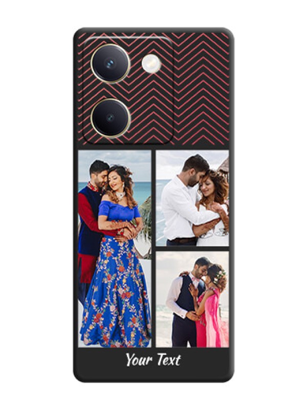 Custom Wave Pattern with 3 Image Holder On Space Black Custom Soft Matte Mobile Back Cover - Vivo Y200 Pro 5G