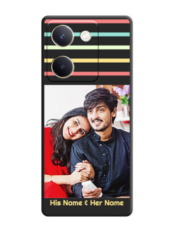 Custom Color Stripes with Photo and Text on Photo  On Space Black Custom Soft Matte Mobile Back Cover - Vivo Y200 Pro 5G