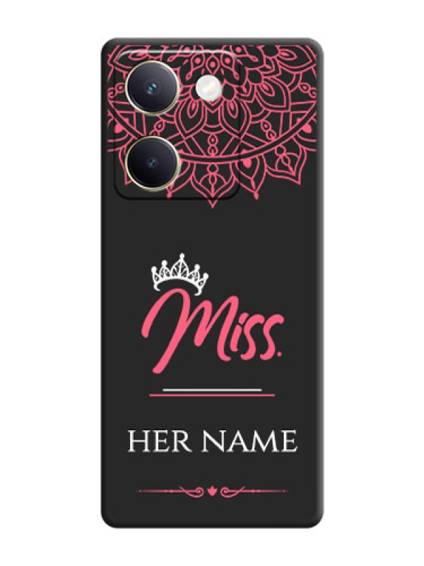 Custom Mrs Name with Floral Design On Space Black Custom Soft Matte Mobile Back Cover - Vivo Y200 Pro 5G