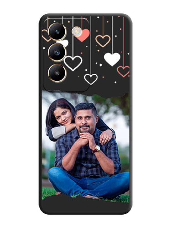 Custom Love Hangings with Splash Wave Picture on Space Black Custom Soft Matte Phone Back Cover - Vivo Y200E 5G