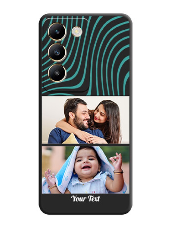 Custom Wave Pattern with 2 Image Holder on Space Black Personalized Soft Matte Phone Covers - Vivo Y200E 5G