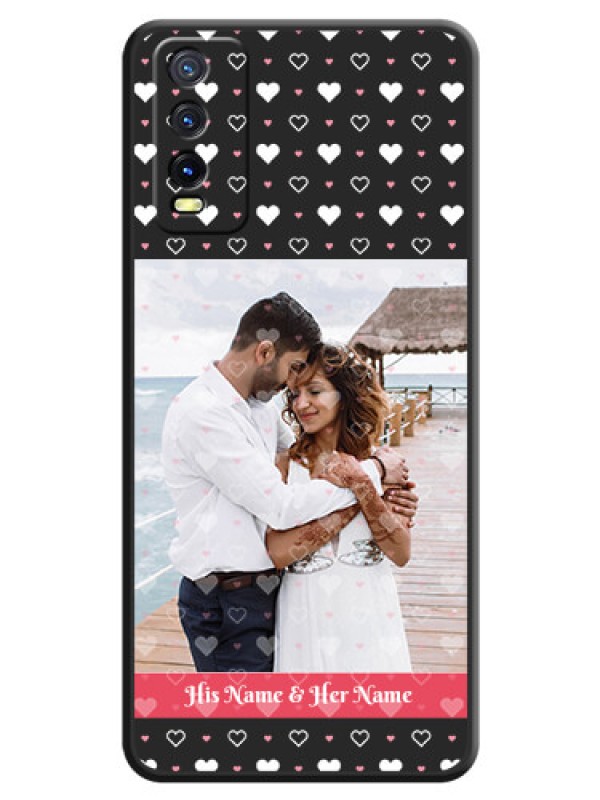 Custom White Color Love Symbols with Text Design on Photo on Space Black Soft Matte Phone Cover - Vivo Y20A
