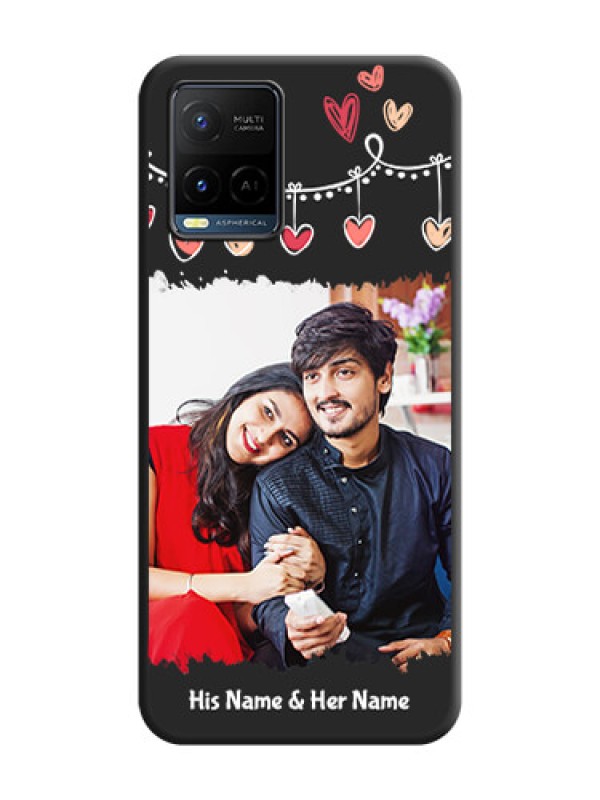 Custom Pink Love Hangings with Name on Space Black Custom Soft Matte Phone Cases - Vivo Y21